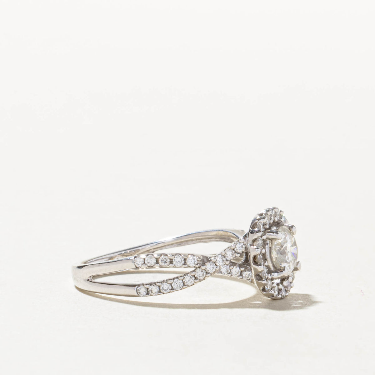 18k White Gold Diamond Halo Ring | 0.47ct I2 H, 0.33ctw | SZ 6.25