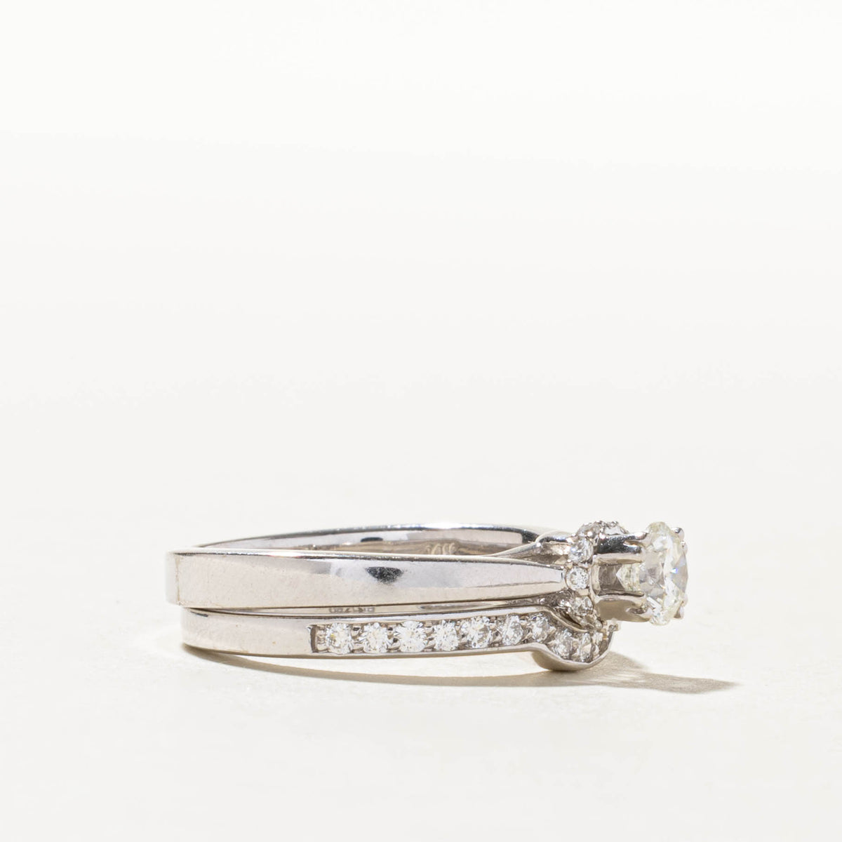 14k Solitaire Diamond Wedding Ring Set | 0.48ct VS2 I, 0.36ctw | SZ 7