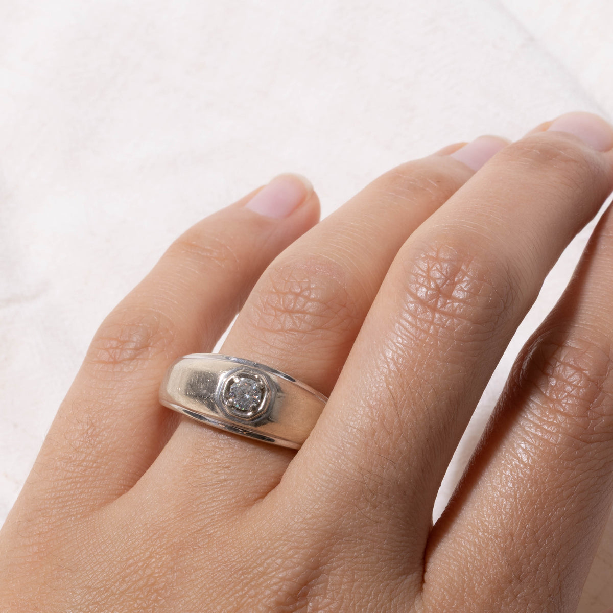 10k Solitaire Canadian Diamond Geometric Ring | 0.24ct | SZ 9.75