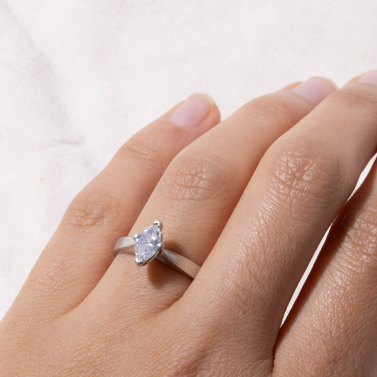 900 Platinum Solitaire Marquise Cut Diamond Ring | 0.64ct I1 H | SZ 6.75