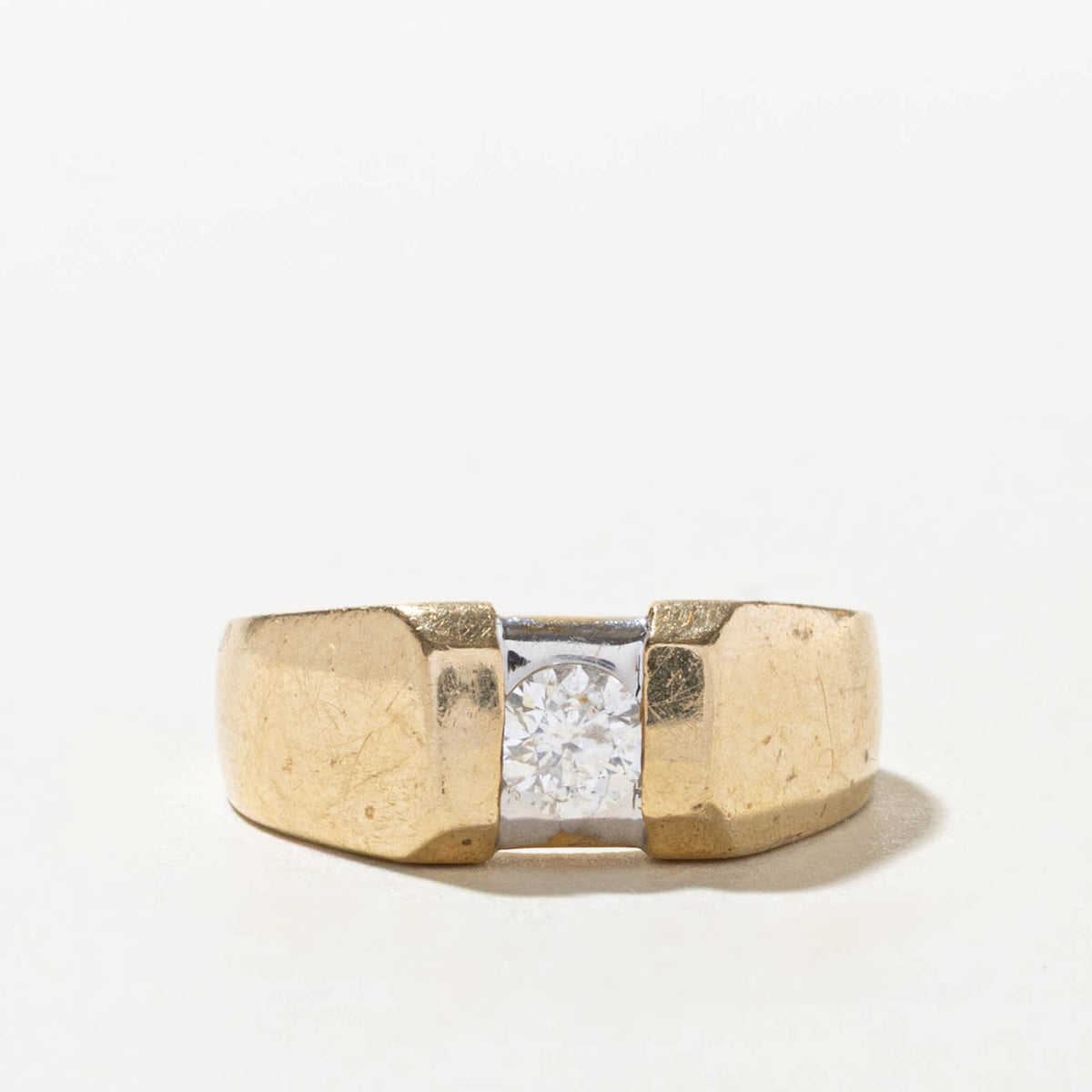 10k Solitaire Diamond Geometric Ring | 0.40ct I2 I | SZ 7.5