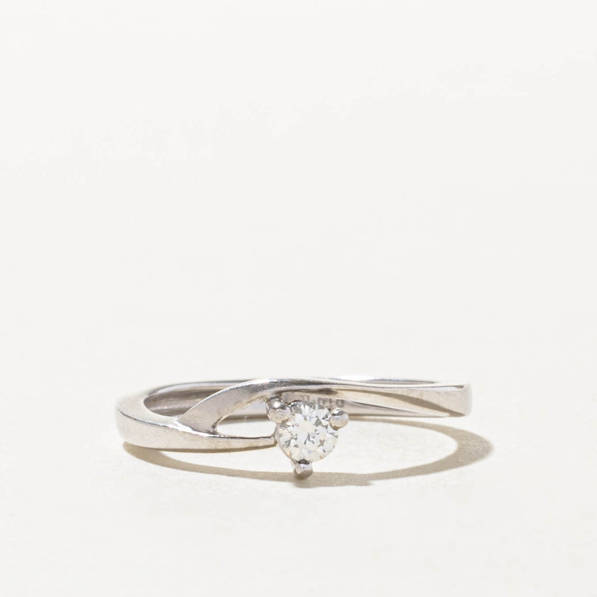 950 Platinum Solitaire Diamond Plain Bypass Ring | 0.08ct | SZ 4