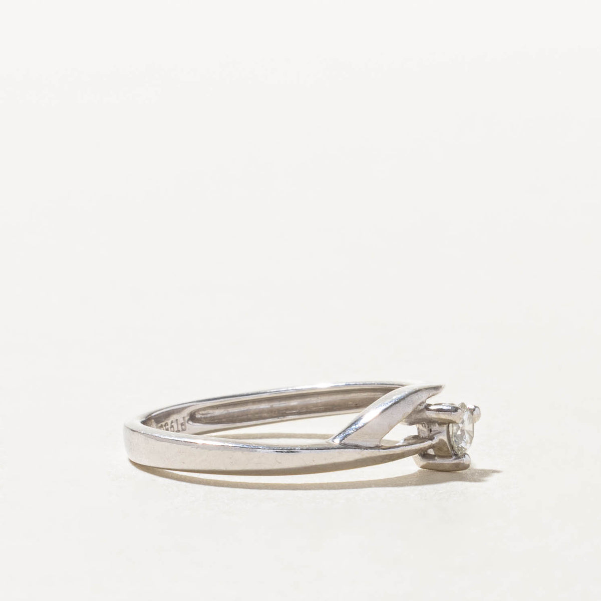 950 Platinum Solitaire Diamond Plain Bypass Ring | 0.08ct | SZ 4