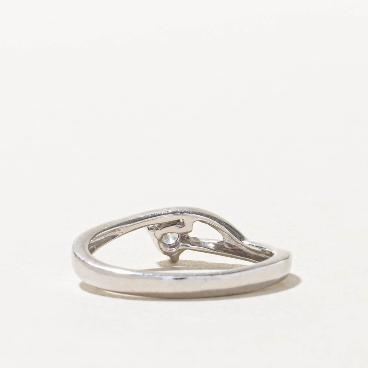 950 Platinum Solitaire Diamond Plain Bypass Ring | 0.08ct | SZ 4