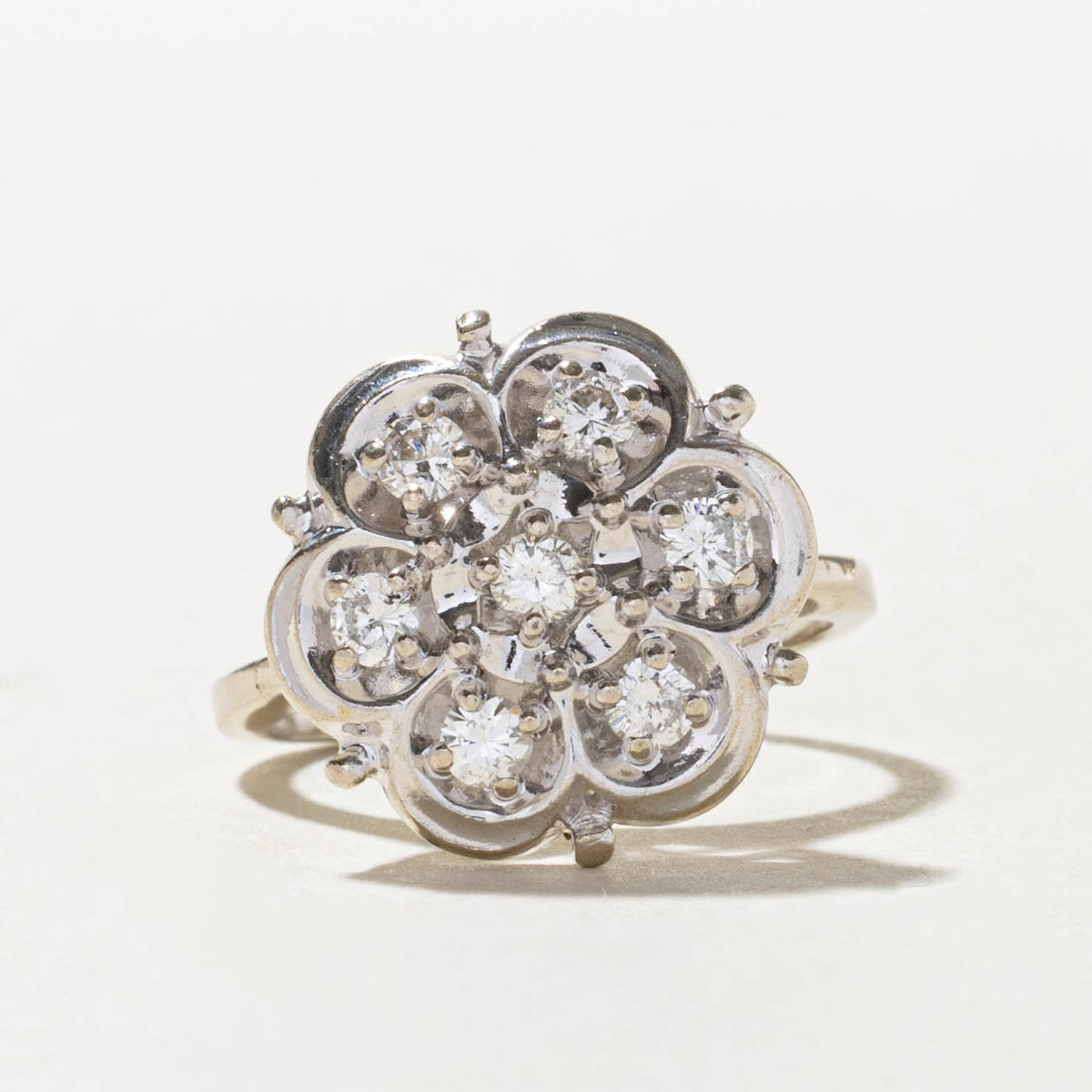 14k Diamond Cluster Floral Cocktail Ring | 0.42ctw | SZ 5.25