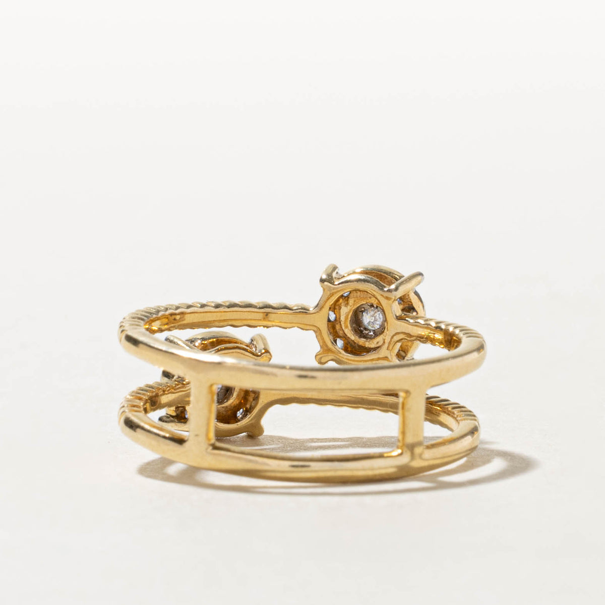 10k Diamond Double Cluster Rope Ring | 0.21ctw | SZ 7