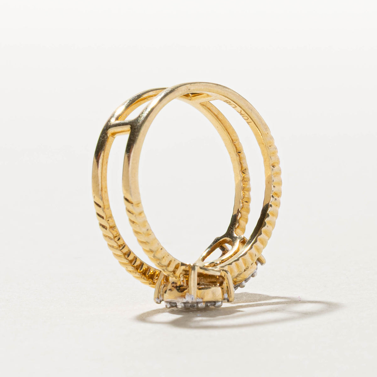 10k Diamond Double Cluster Rope Ring | 0.21ctw | SZ 7