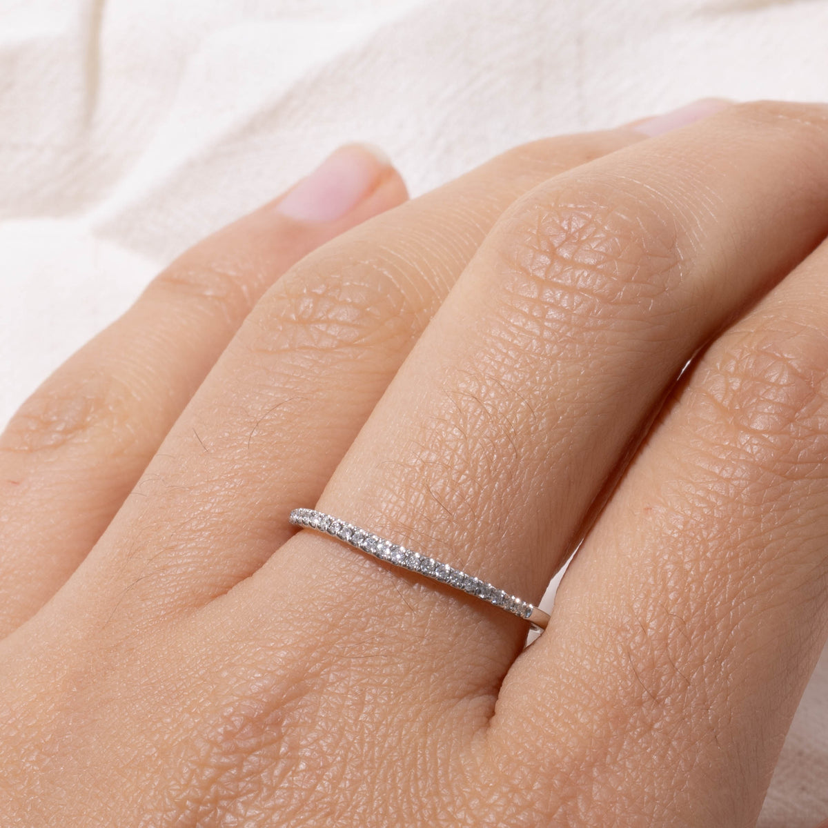 10k Semi Eternity Diamond Contour Band | 0.06ctw | 1.35mm | SZ 8.5