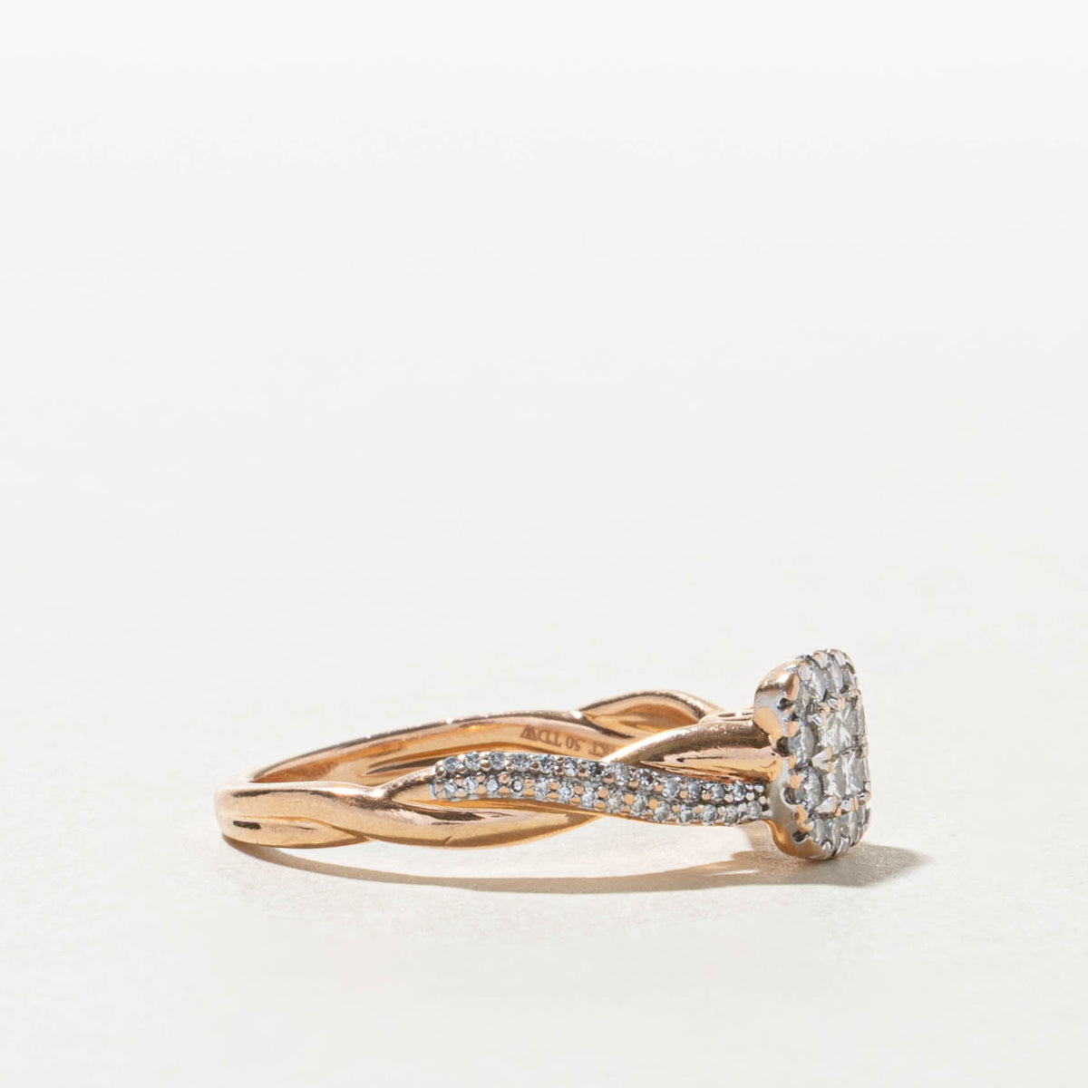 14k Illusion Set Princess Cut Diamond Cluster Twisted Ring | 0.50ctw | SZ 7.5