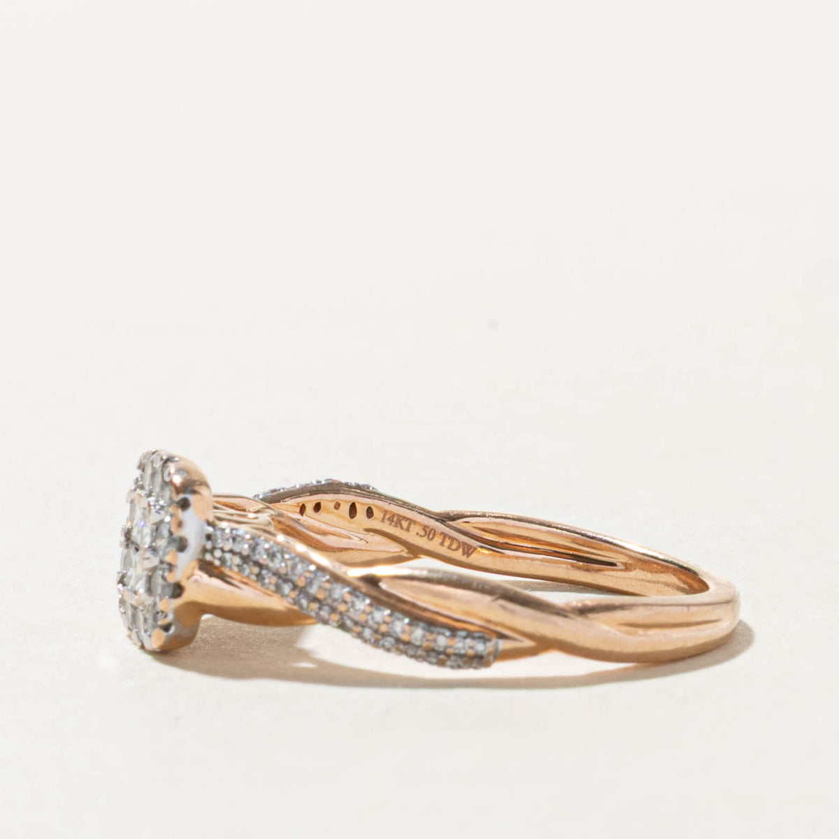 14k Illusion Set Princess Cut Diamond Cluster Twisted Ring | 0.50ctw | SZ 7.5