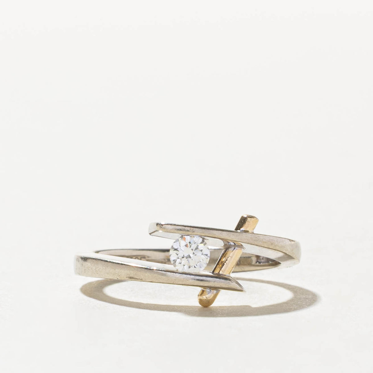 14k Two Tone Diamond Abstract Bypass Ring | 0.11ct | SZ 4