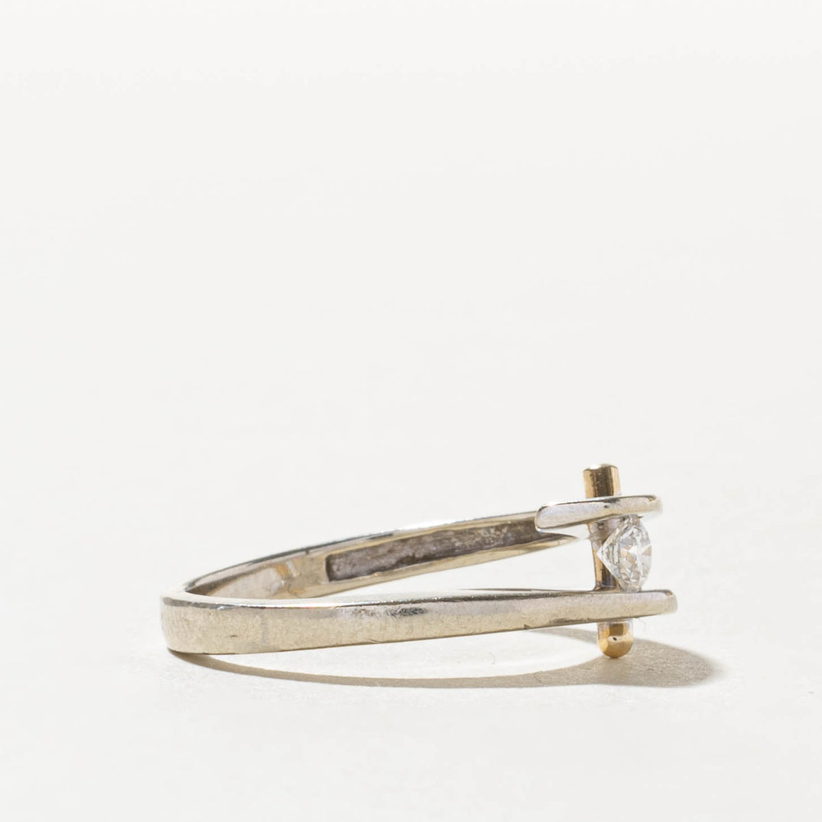 14k Two Tone Diamond Abstract Bypass Ring | 0.11ct | SZ 4