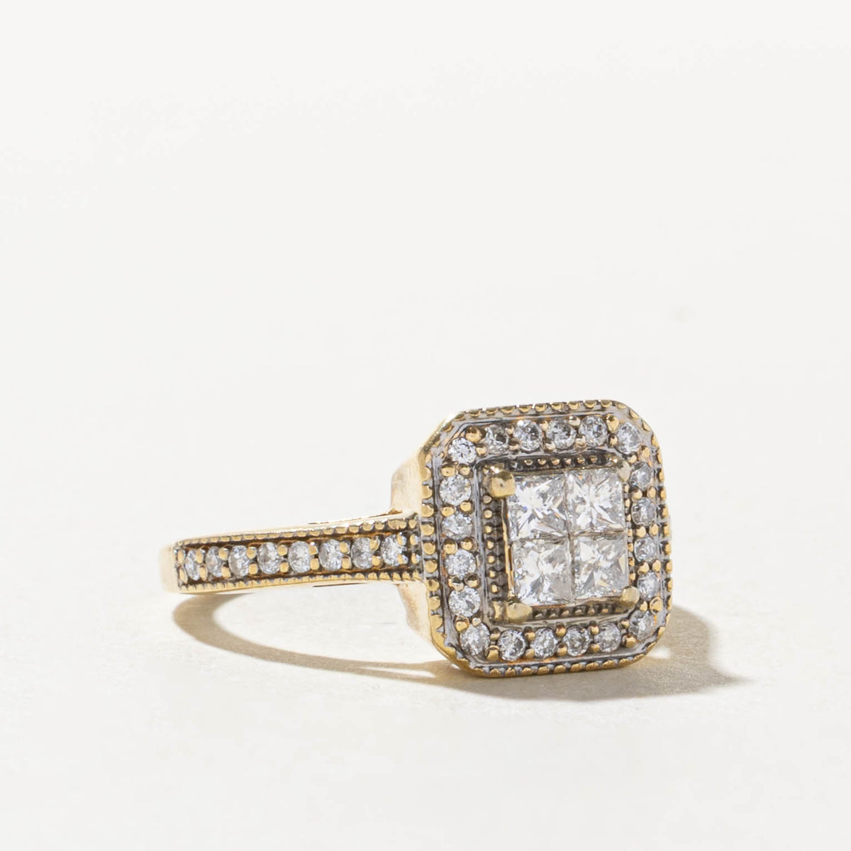 10k Illusion Set Princess Cut Diamond Halo Ring | 0.65ctw | SZ 7