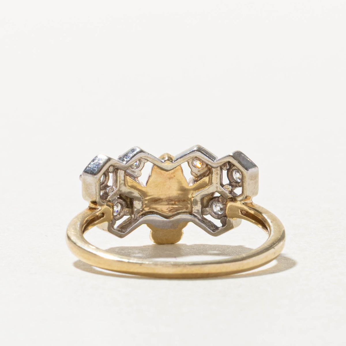 10k Two Tone Diamond Geometric Bee Ring | 0.36ctw | SZ 7.25