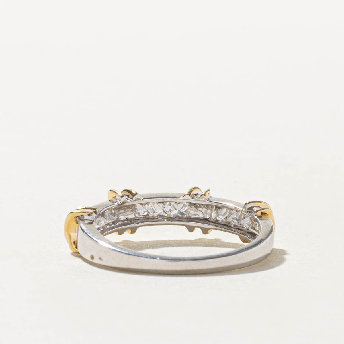 14k Two Tone Channel Set Princess Cut Diamond X Band | 0.40ctw | 5.15mm | SZ 8.25