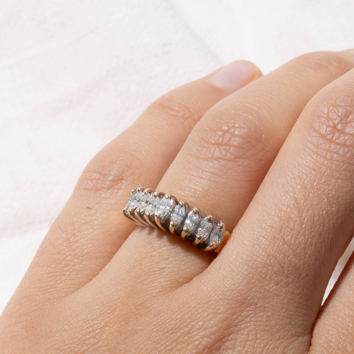 14k Semi Eternity Marquise Cut Diamond Band | 0.60ctw | 5.85mm | SZ 5.25