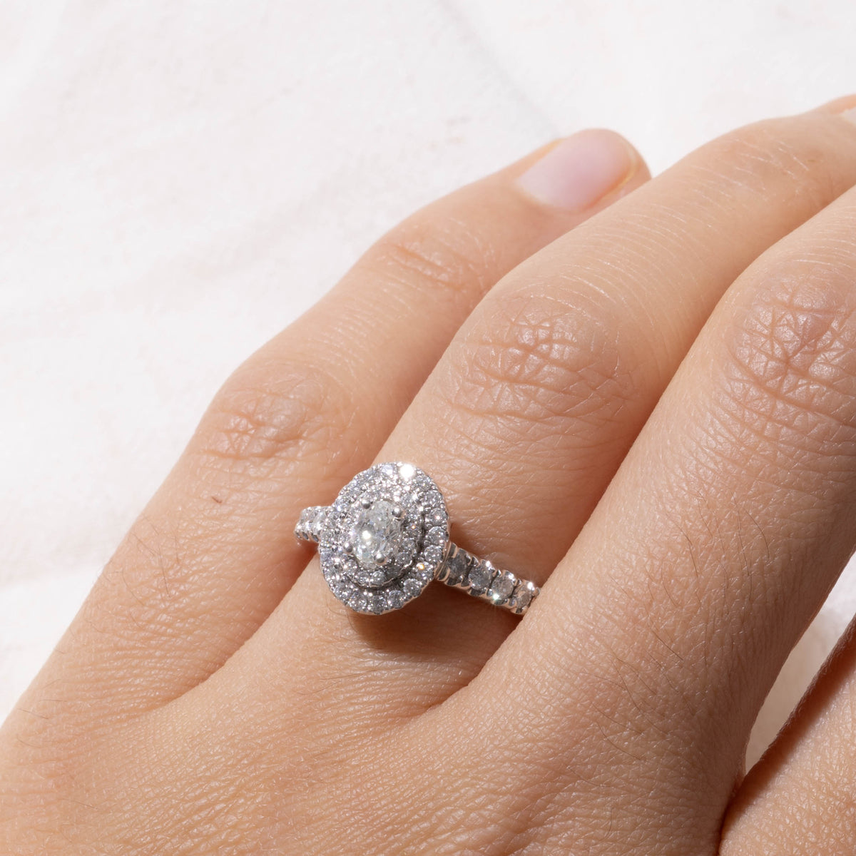 'Vera Wang' Diamond Double Halo & Hidden Sapphire Love Ring | 0.75ctw, 0.06ctw | SZ 6.5