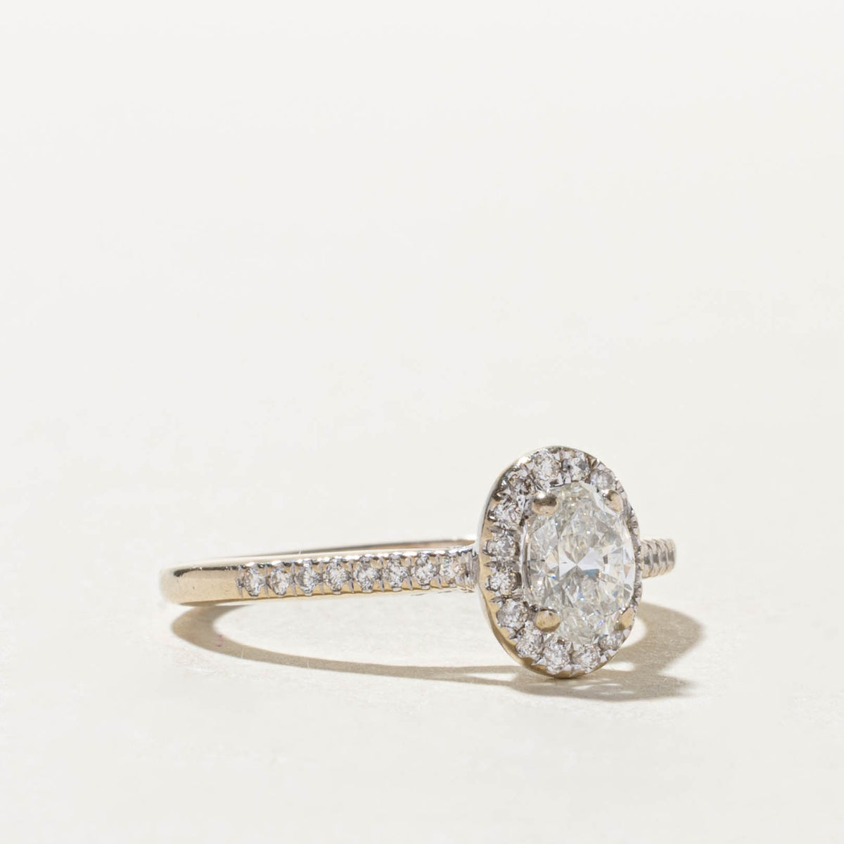 14k Oval Cut Diamond Halo Ring | 0.60ct SI1/SI2 H/I, 0.36ctw | SZ 6