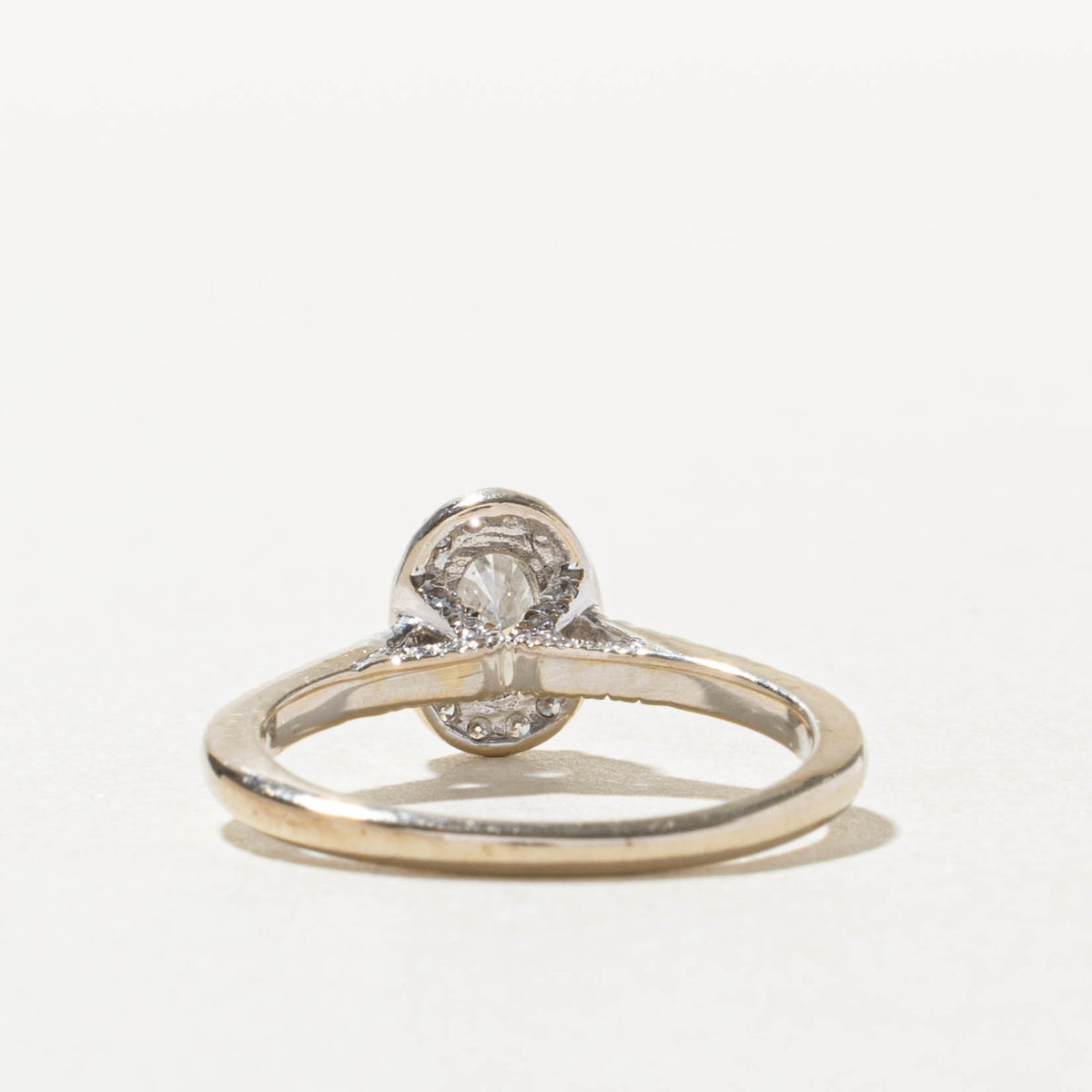 14k Oval Cut Diamond Halo Ring | 0.60ct SI1/SI2 H/I, 0.36ctw | SZ 6