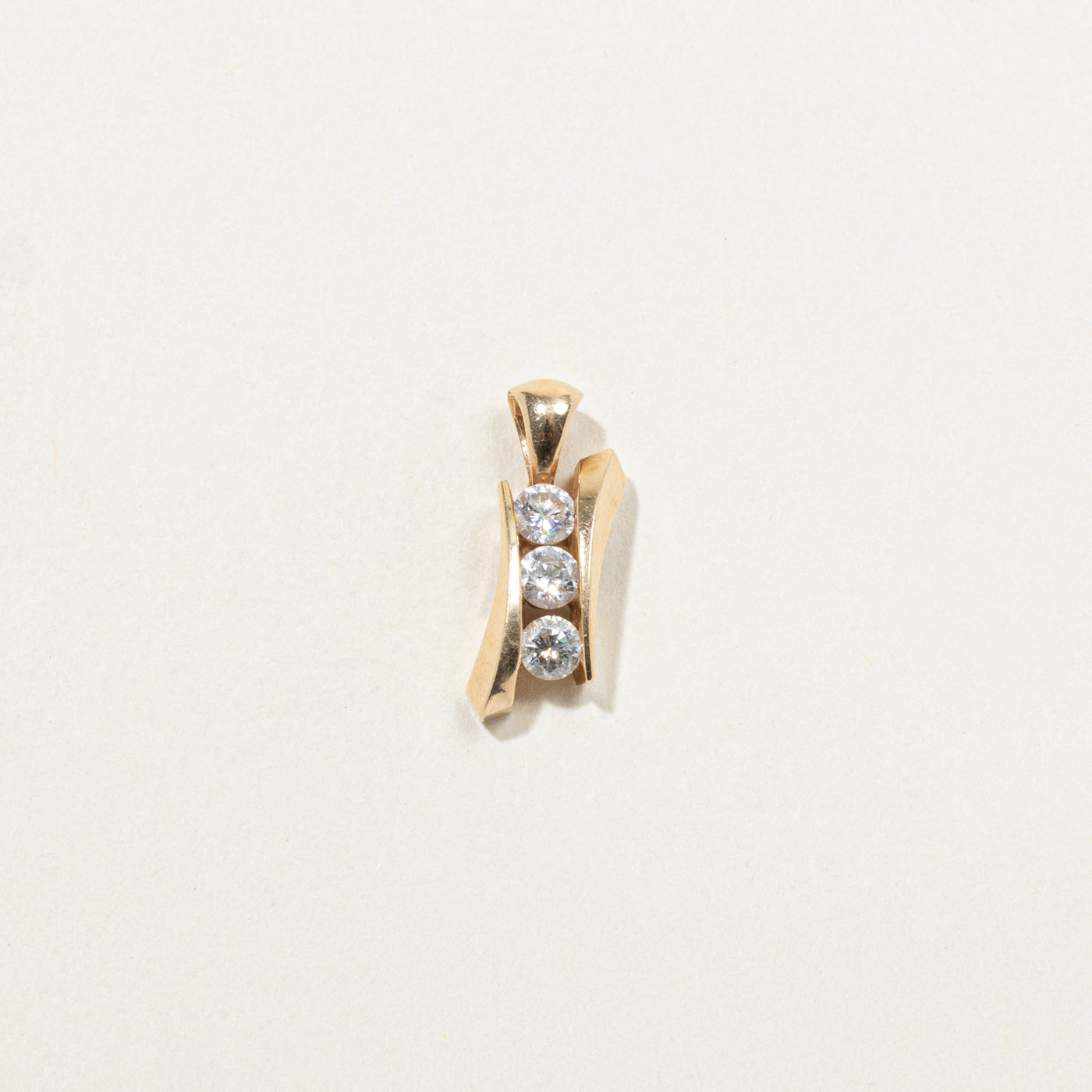 14k Three Stone Diamond Pendant | 0.42ctw