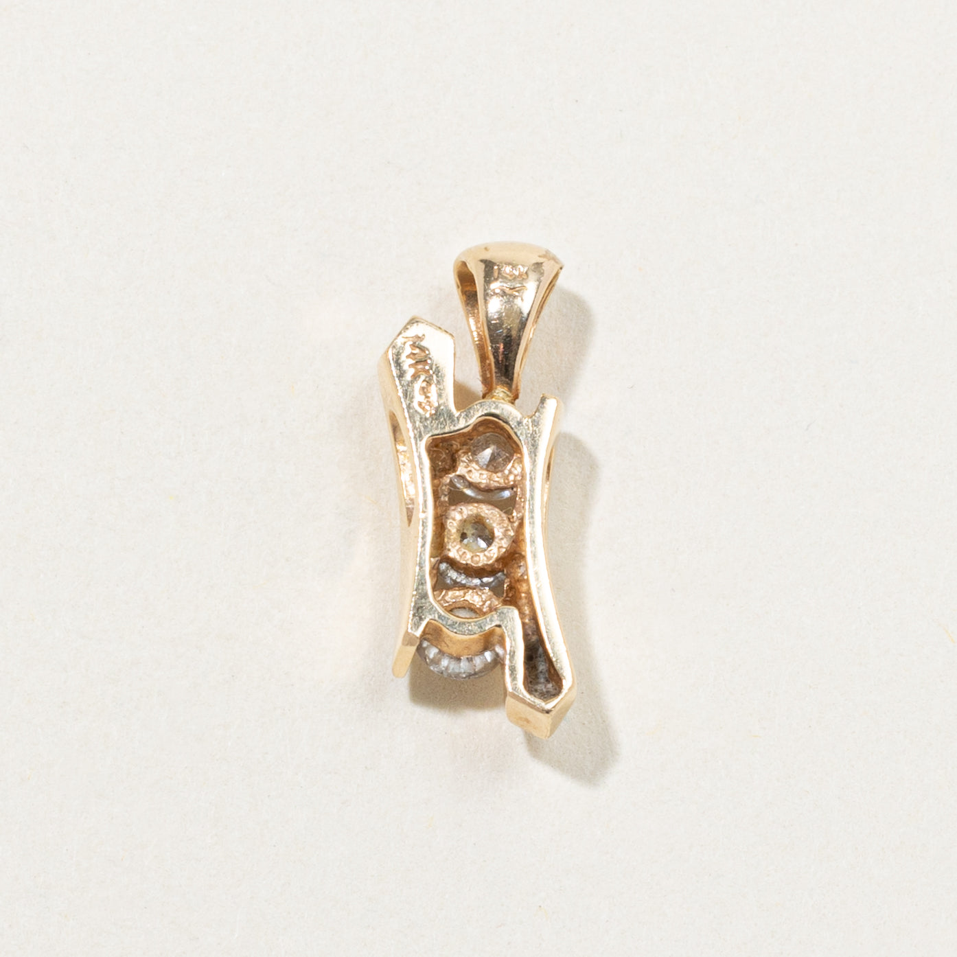 14k Three Stone Diamond Pendant | 0.42ctw