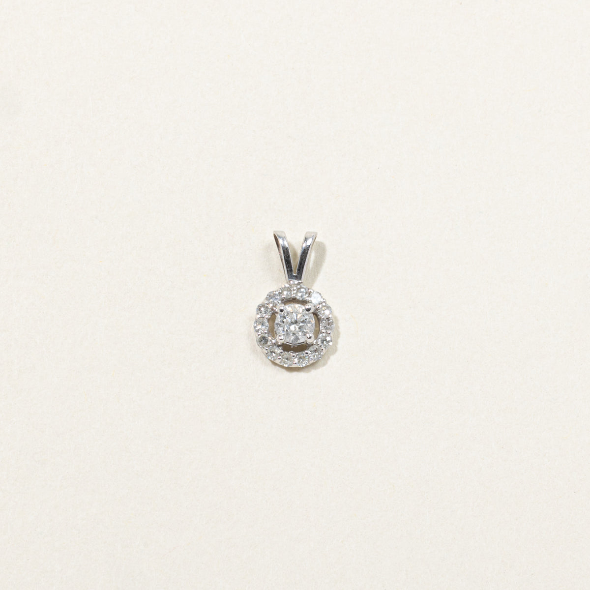 14k White Gold Diamond Halo Pendant | 0.33ctw