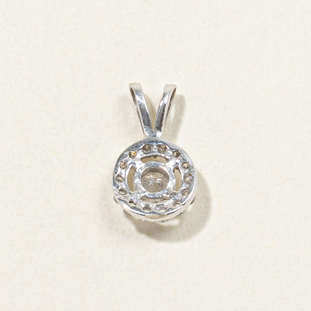 14k White Gold Diamond Halo Pendant | 0.33ctw