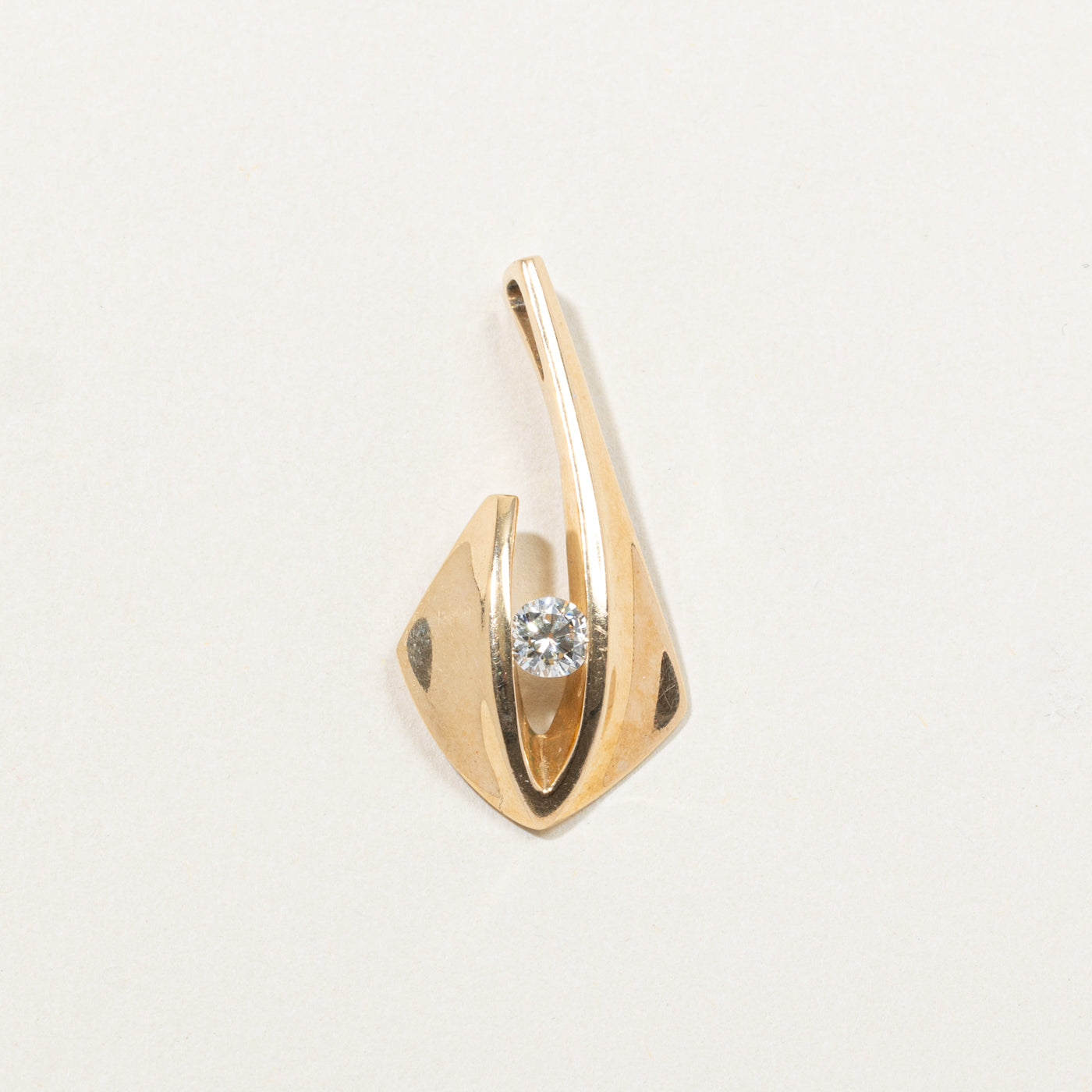 14k Tension Set Diamond Abstract Pendant | 0.30ct