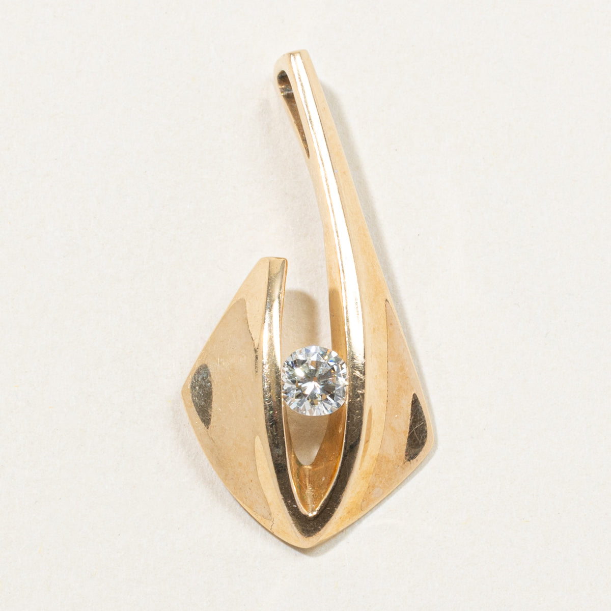14k Tension Set Diamond Abstract Pendant | 0.30ct