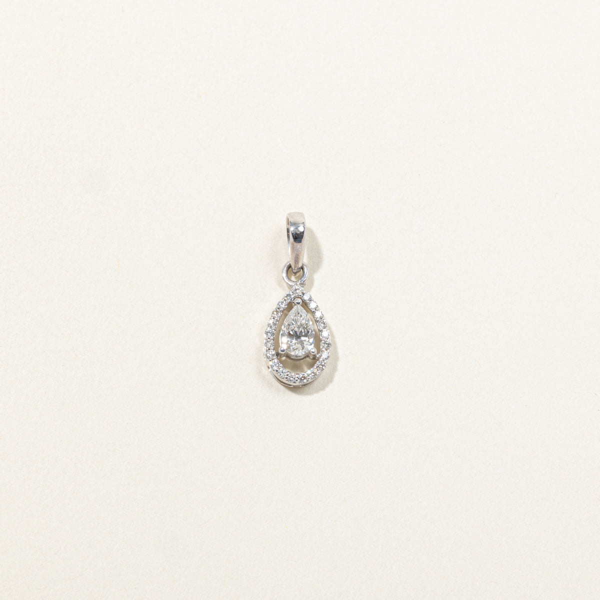 14k Pear Cut Diamond Halo Pendant | 0.56ctw