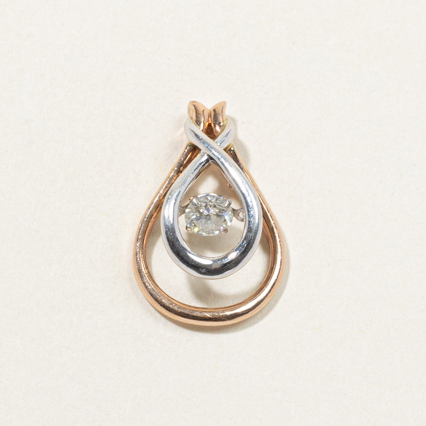 10k Two Tone Diamond Teardrop Pendant | 0.26ct