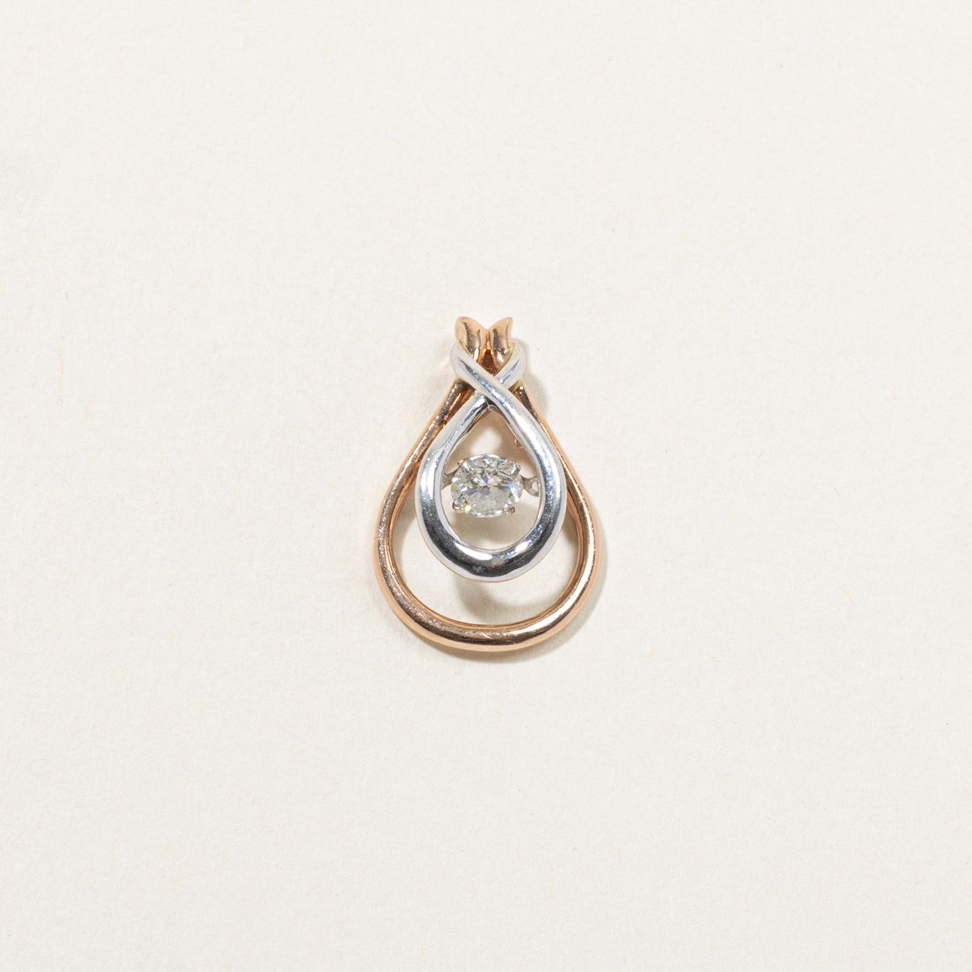 10k Two Tone Diamond Teardrop Pendant | 0.26ct