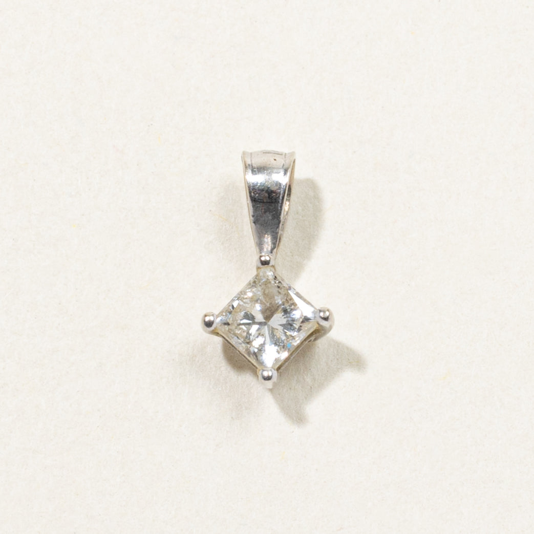 14k Solitaire Princess Cut Diamond Pendant | 0.36ct