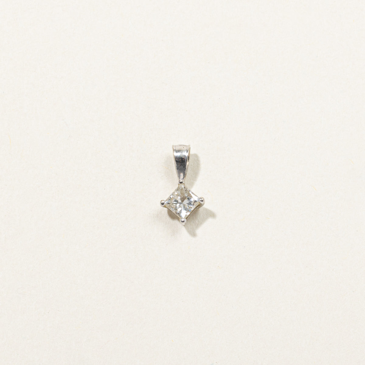 14k Solitaire Princess Cut Diamond Pendant | 0.36ct