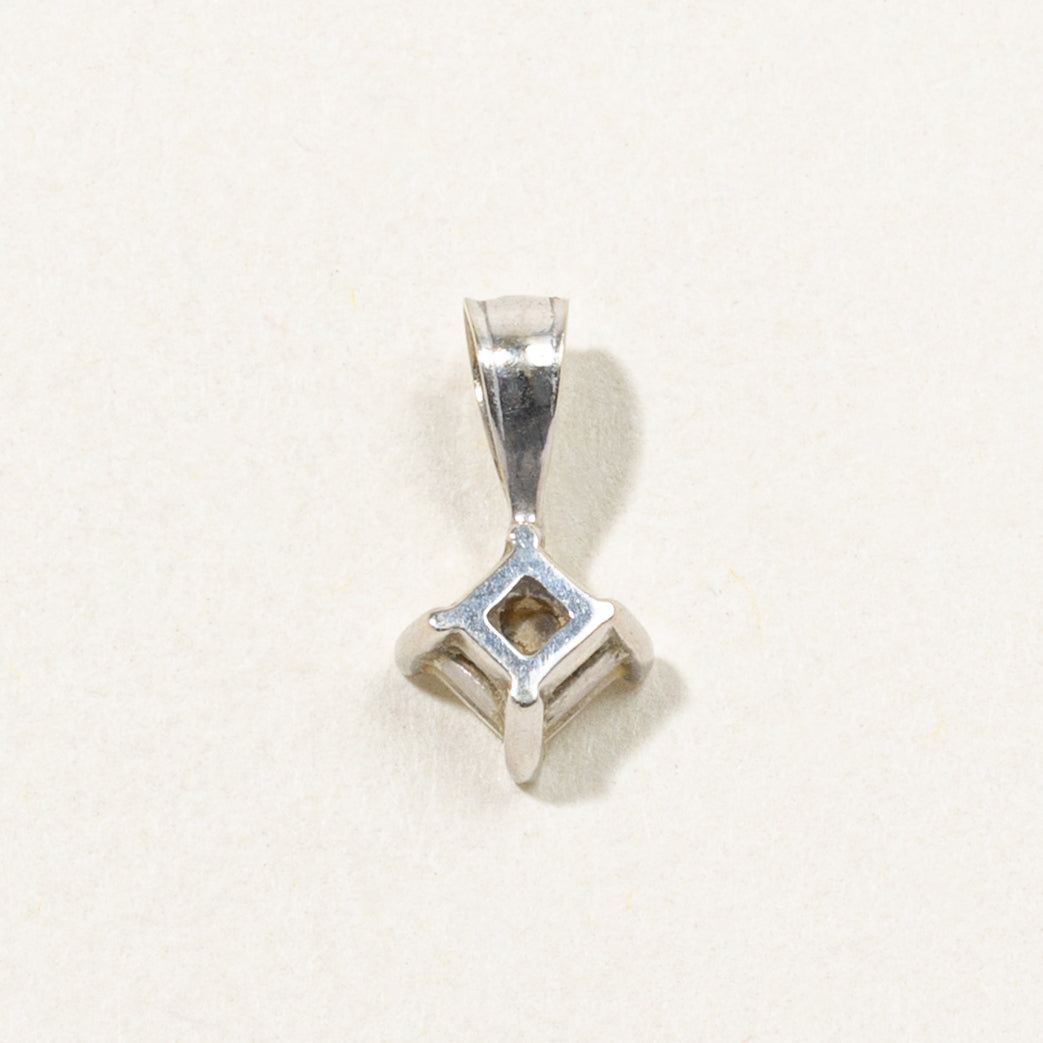 14k Solitaire Princess Cut Diamond Pendant | 0.36ct