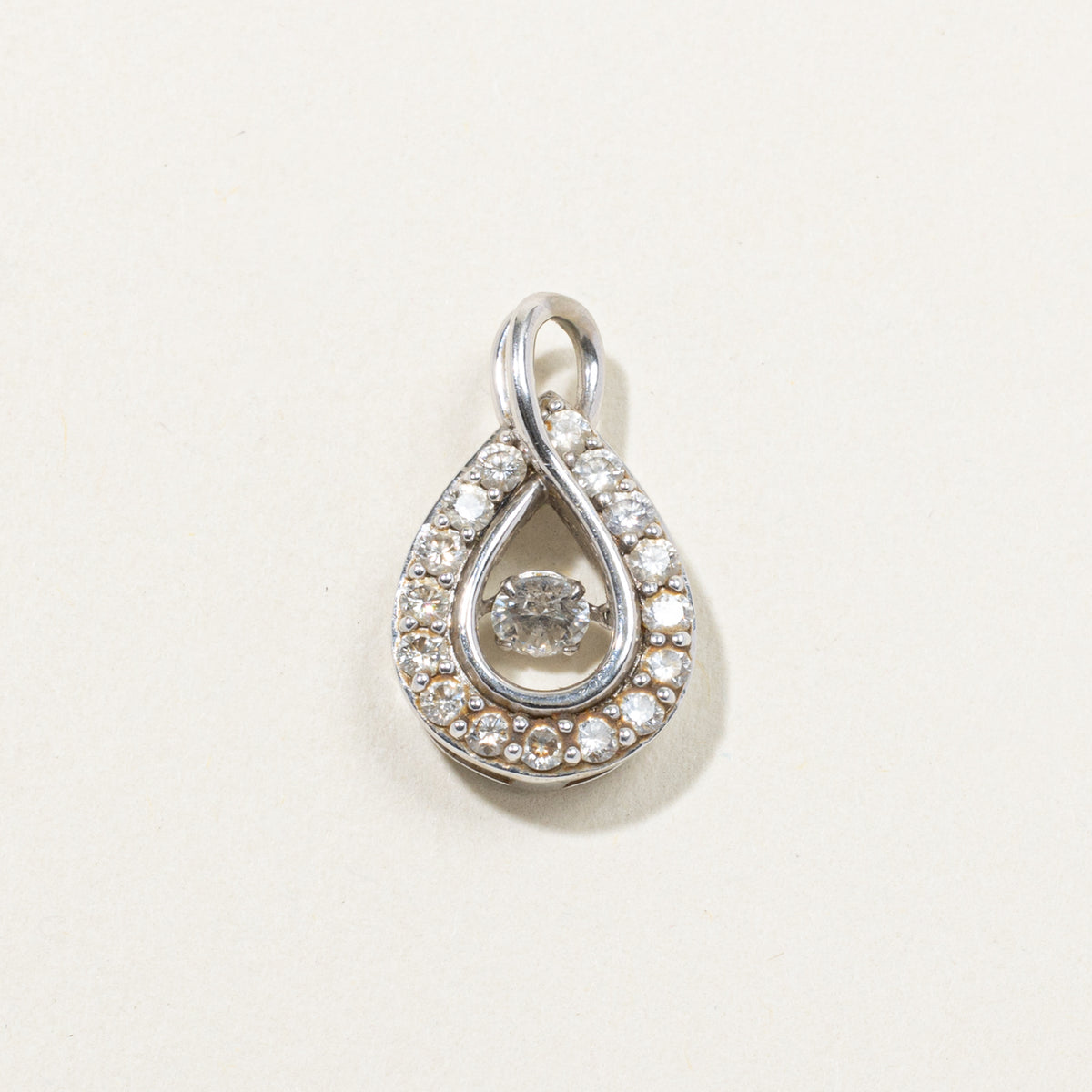 10k Diamond Halo Teardrop Pendant | 0.76ctw