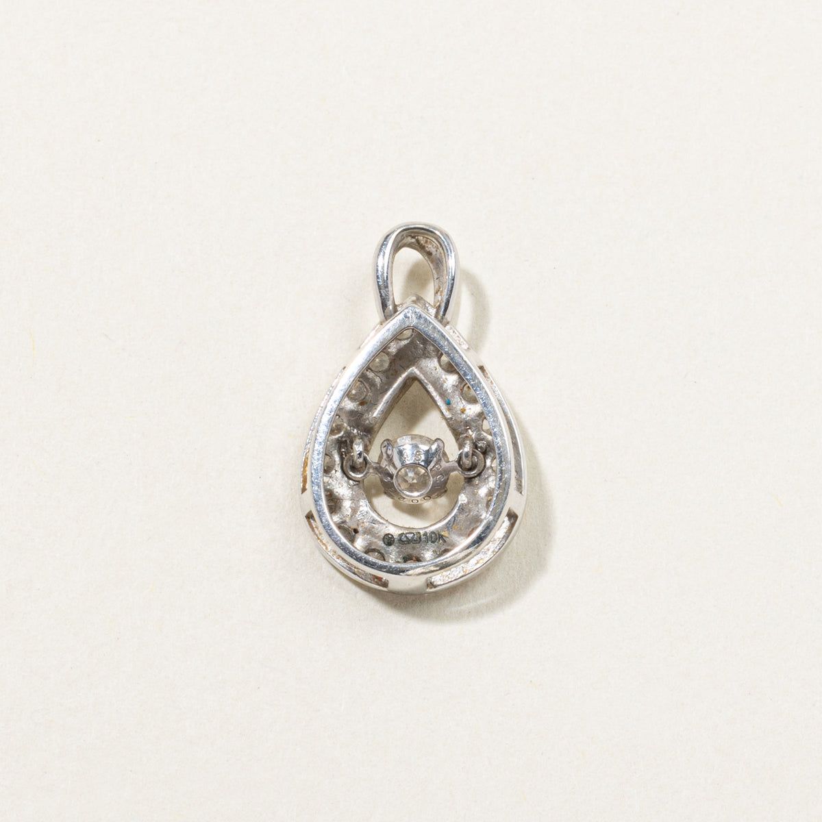 10k Diamond Halo Teardrop Pendant | 0.76ctw