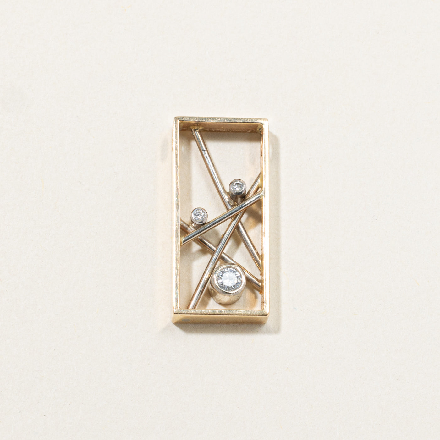 14k Scattered Diamond Geometric Pendant | 0.15ctw