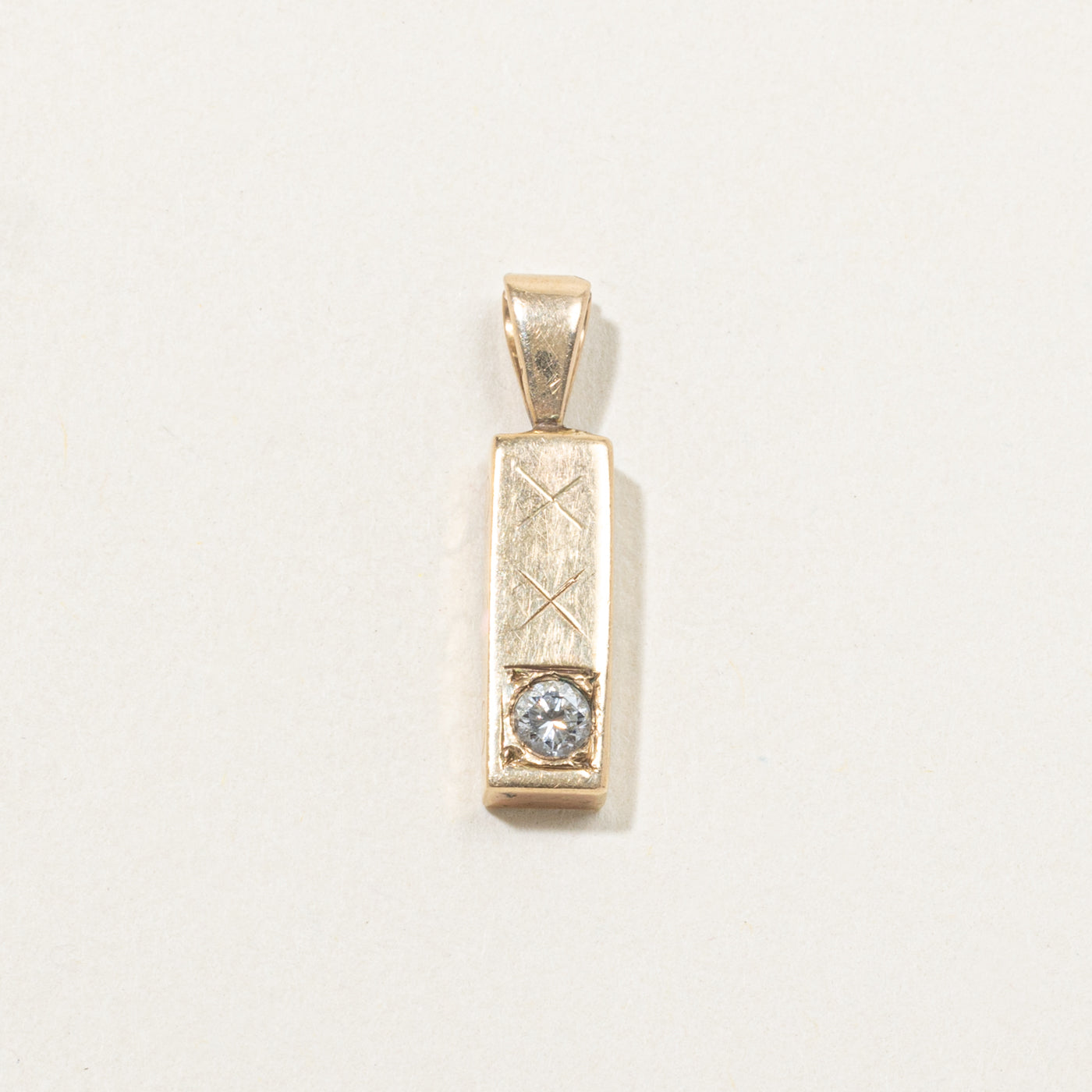 10k Diamond Engraved Matte Pendant | 0.16ct