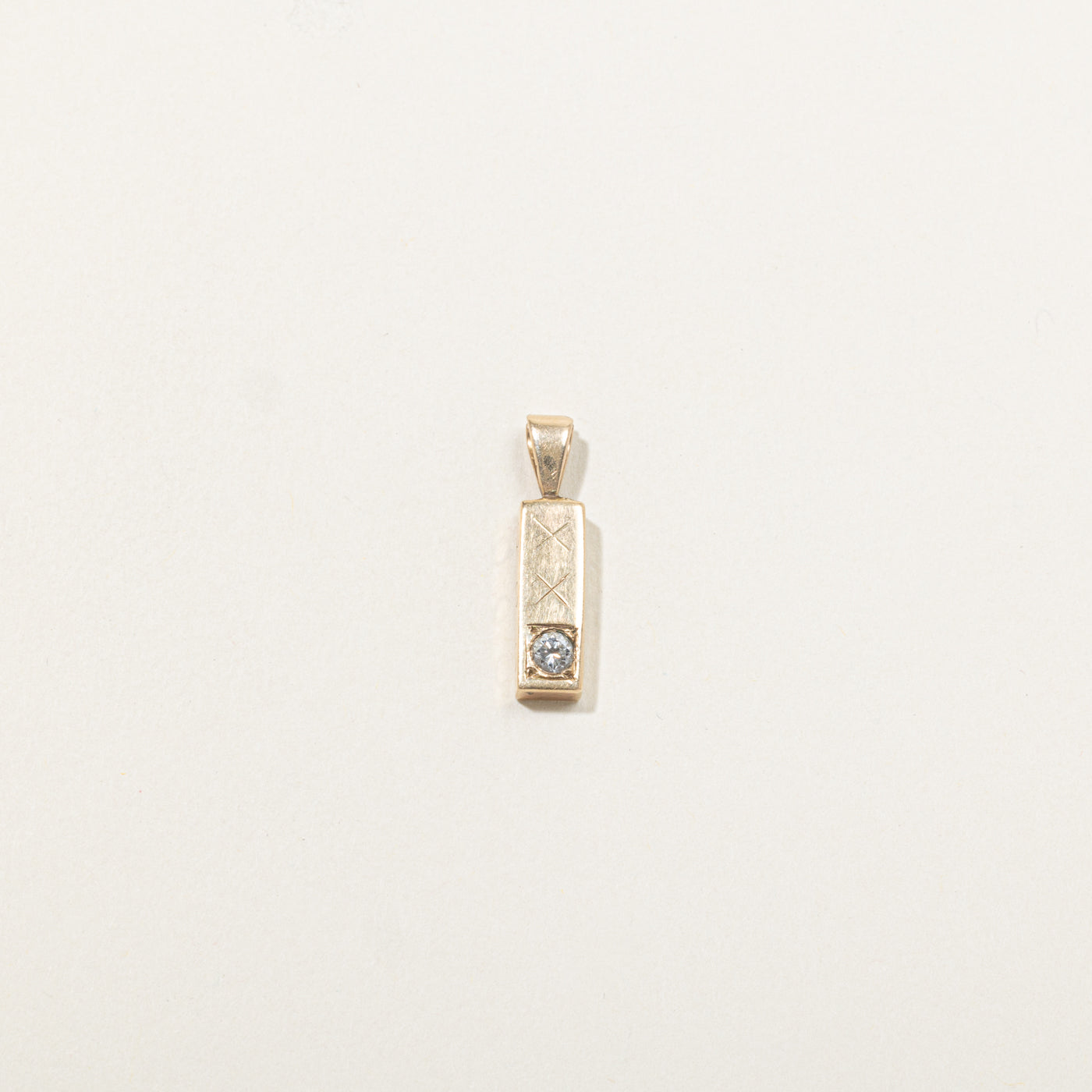 10k Diamond Engraved Matte Pendant | 0.16ct