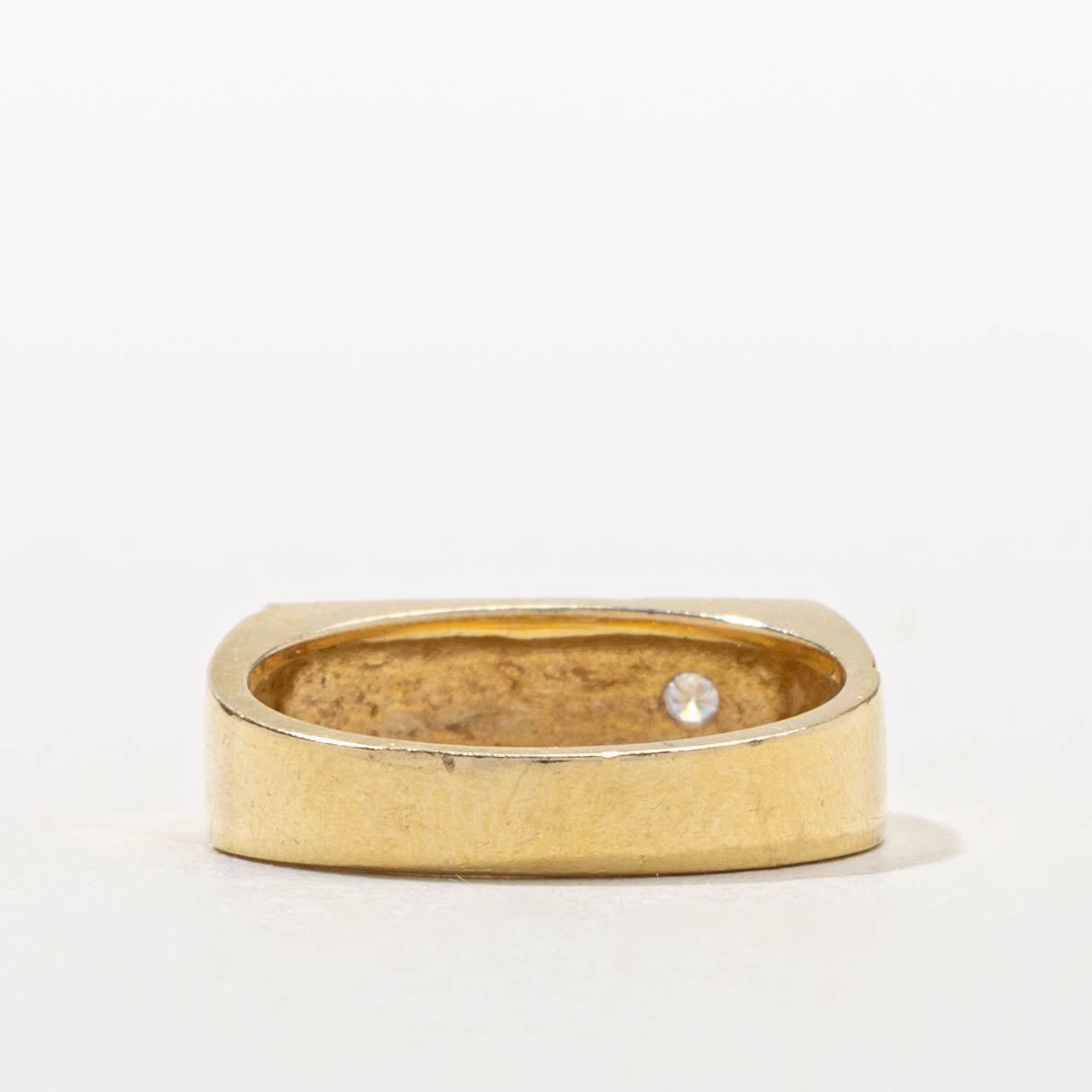 18k Star Set Diamond "J" Initial Signet Ring | SZ 5