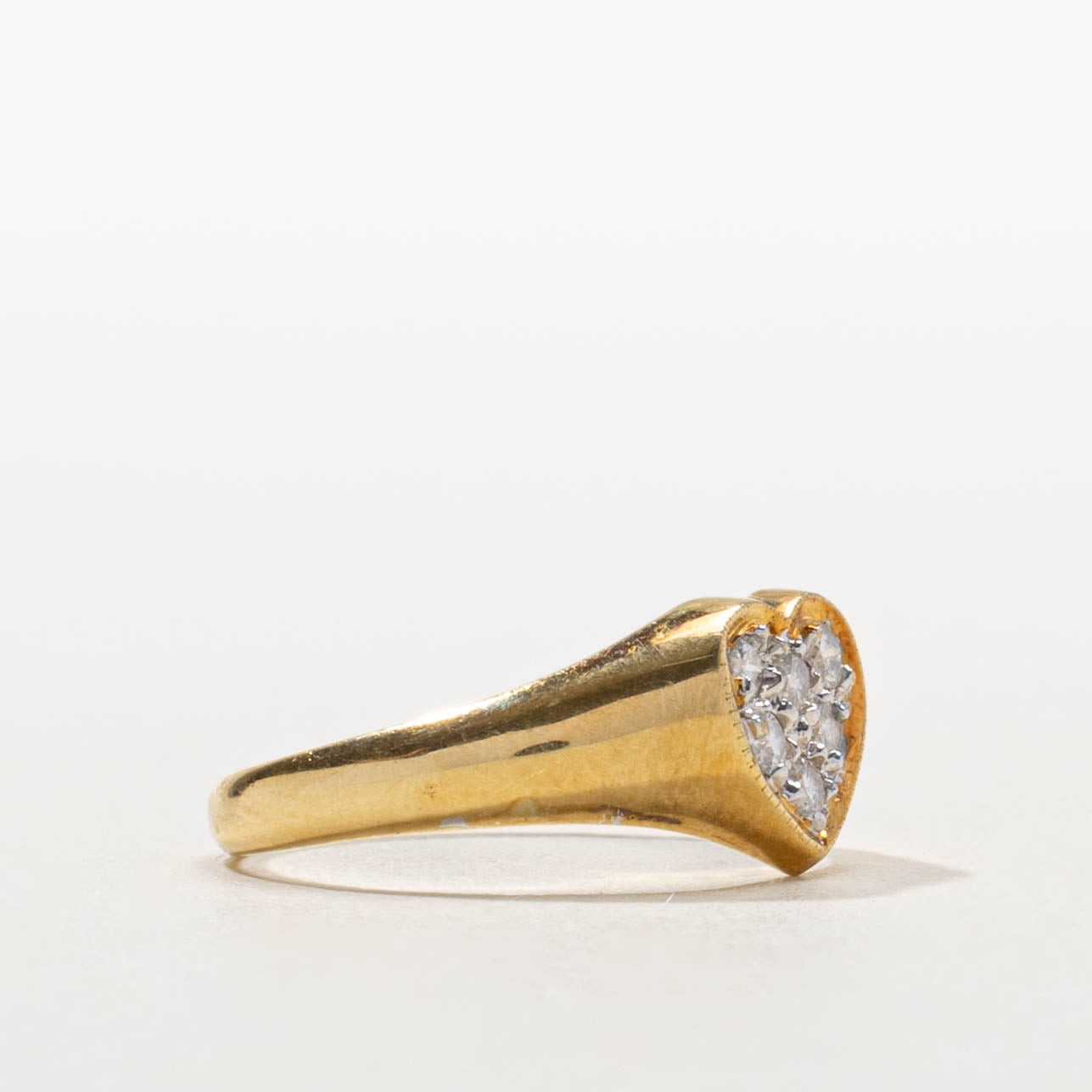18k Diamond Heart Cluster Signet Ring | SZ 4.5