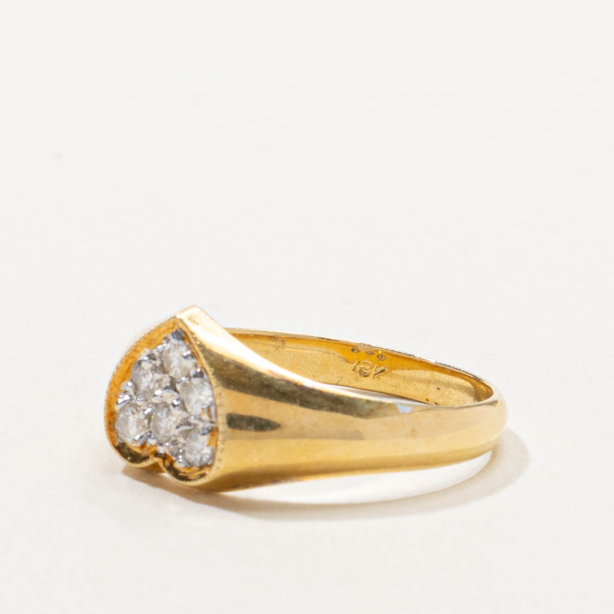 18k Diamond Heart Cluster Signet Ring | SZ 4.5