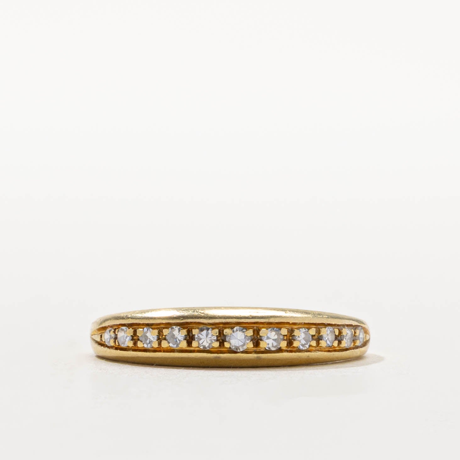 18k Semi Eternity Diamond Grooved Band | SZ 6.5
