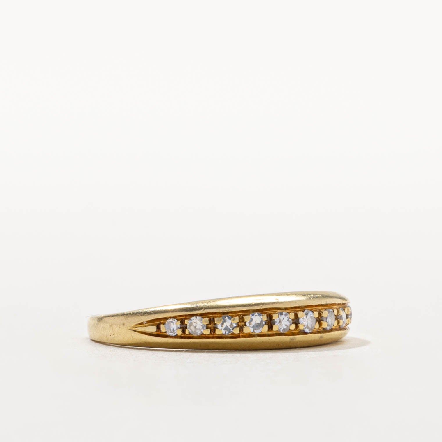 18k Semi Eternity Diamond Grooved Band | SZ 6.5