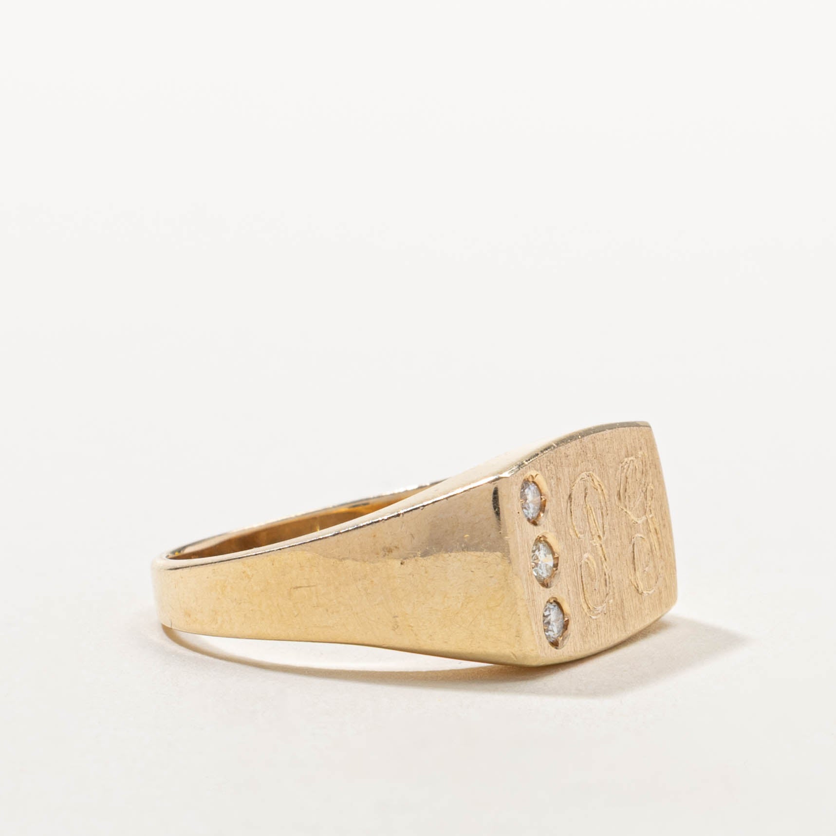 14k Diamond "PG" Initial Signet Ring | SZ 10.75