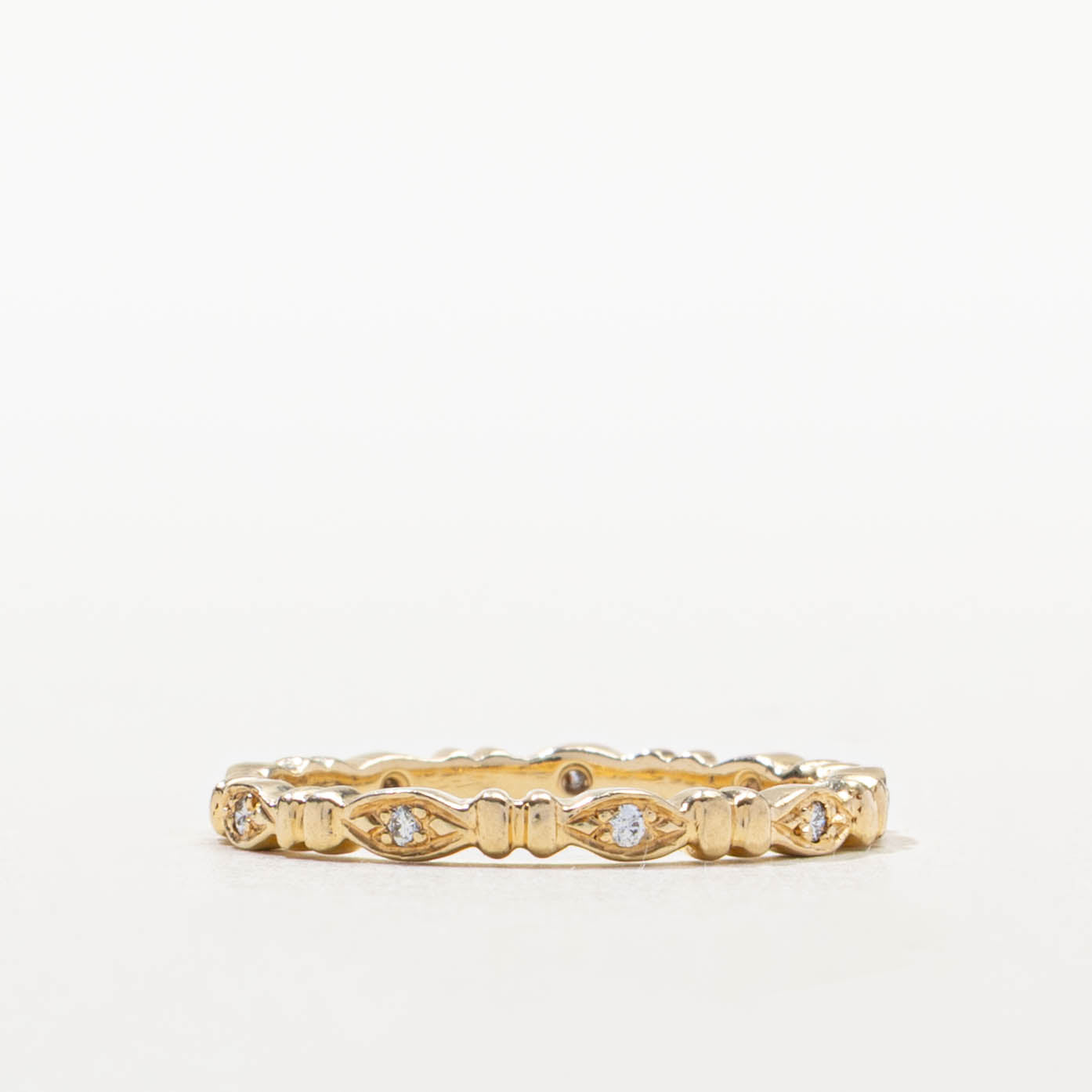 14k Eternity Diamond Marquise Patterned Band | 2.25mm | SZ 8