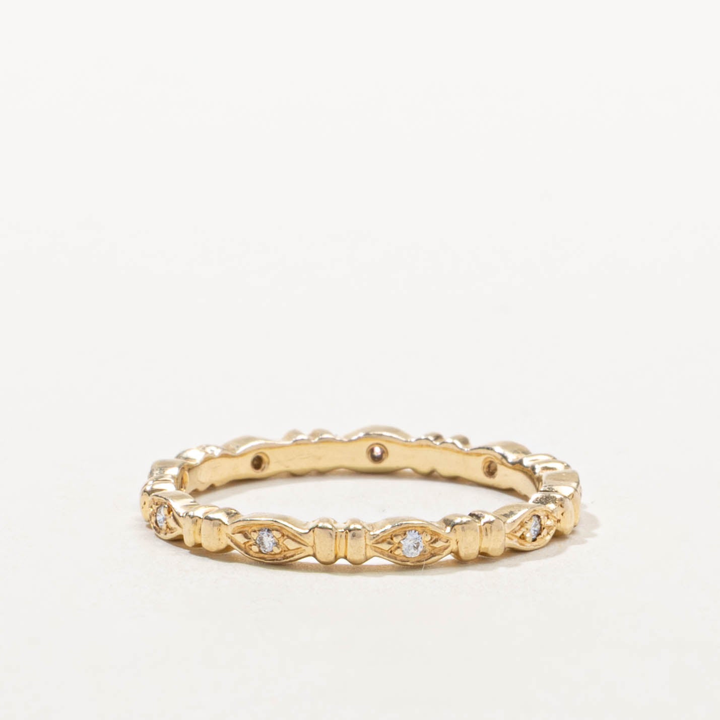 14k Eternity Diamond Marquise Patterned Band | 2.25mm | SZ 8