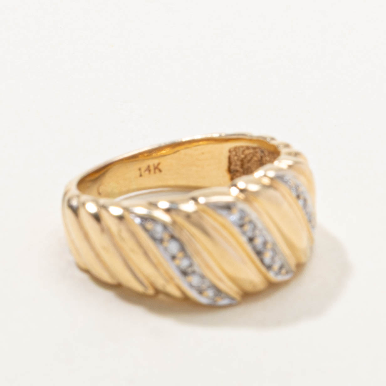 Two Tone Diamond Croissant Ring | SZ 6.25
