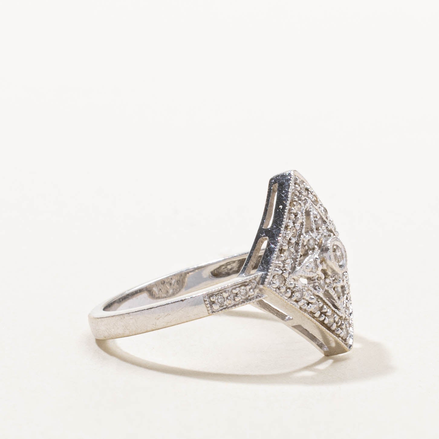 Diamond Cluster Geometric Milgrain Ring | SZ 6.5